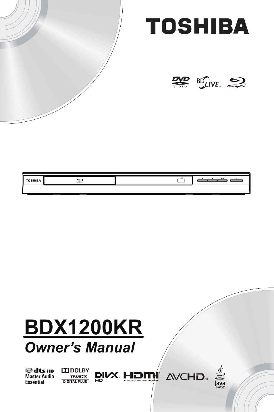 Bdx1200kr, Blu-ray disc, Player owner’s manual