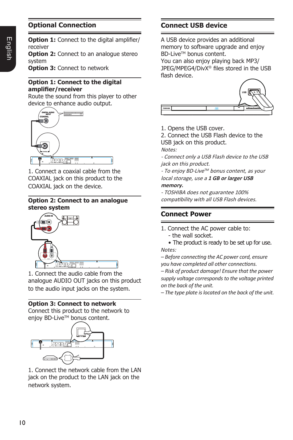  E ng lis h Optional Connection Option ...