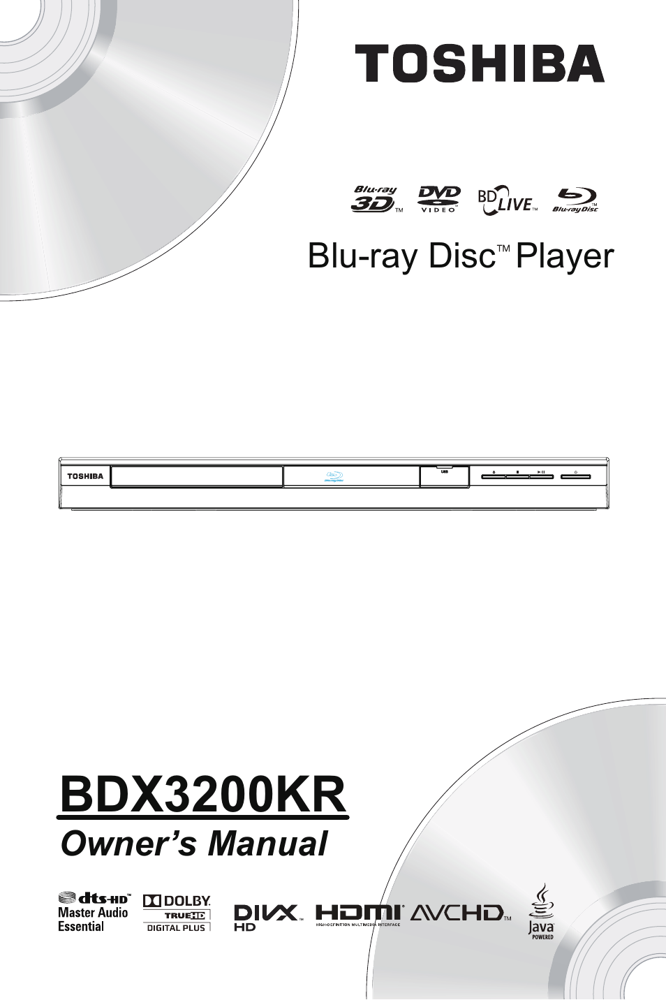 Bdx3200kr, Blu-ray disc player owner’s manual