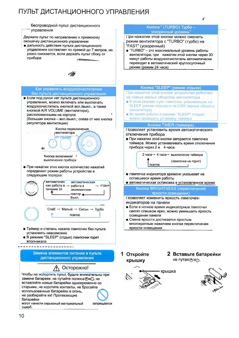 Пульт дистанционного управления, Д осторожно, 1 откройте крышку