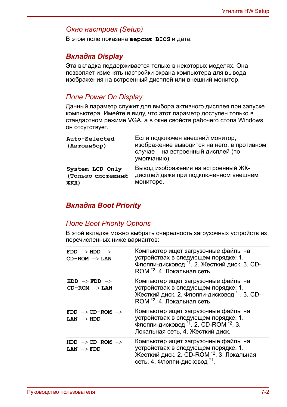 Окно настроек (setup), Вкладка display, Поле power on display