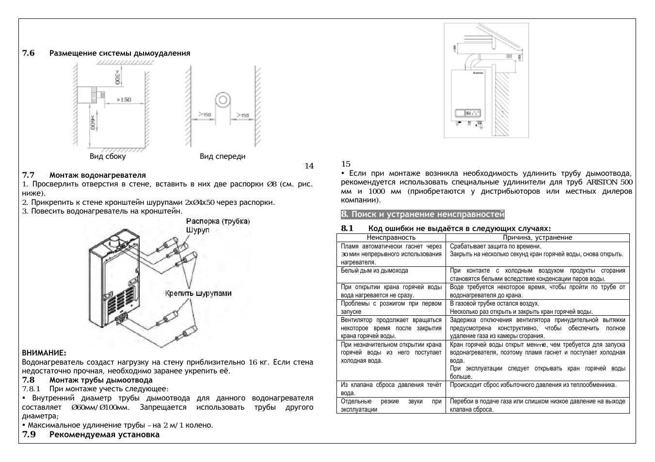   Размещение системы дымоудаления    Вид сбоку      Вид спер...