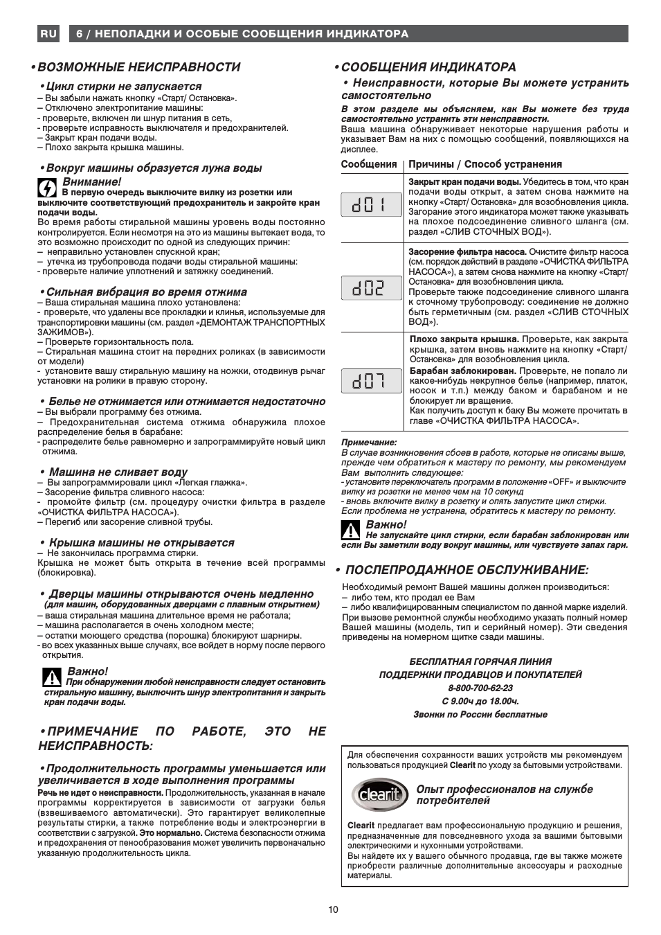  НЕПОЛАДКИ И ОСОБЫЕ СООБЩЕНИЯ ИНДИКАТОРА ...