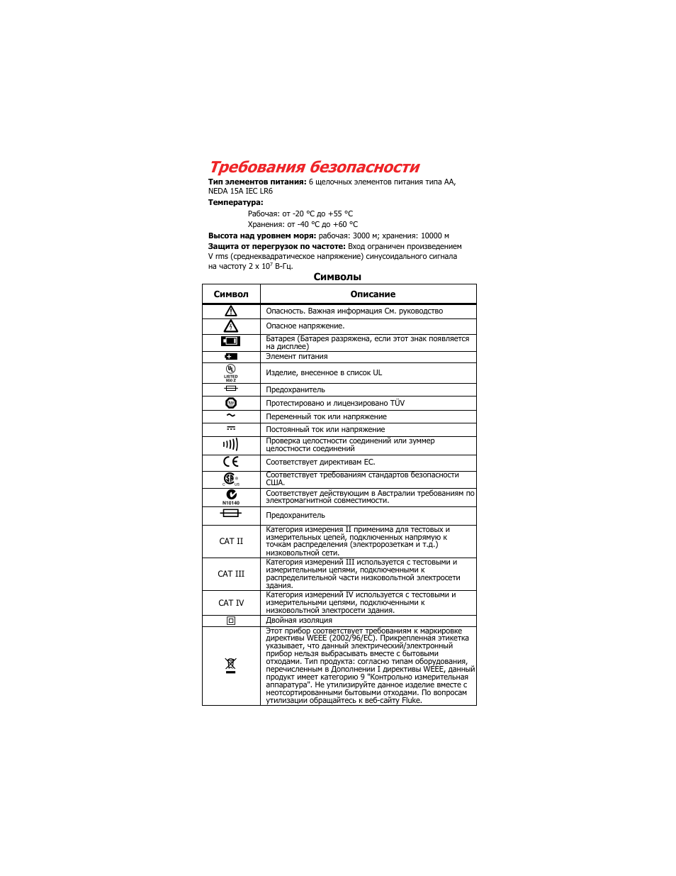 Требования безопасности