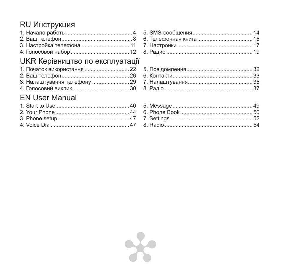 Ru инструкция, En user manual, Ukr керівництво по експлуатації