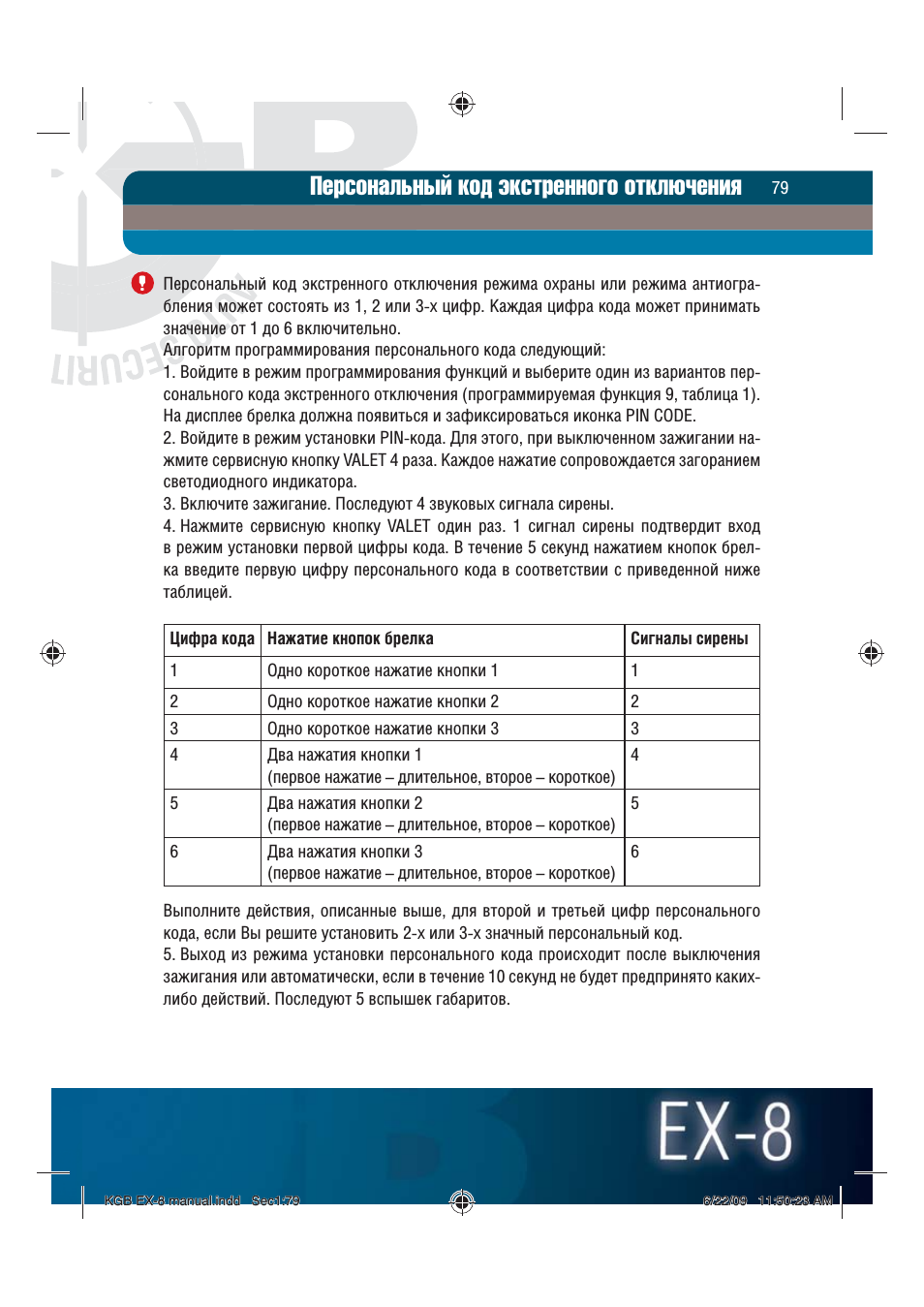 Персональный код экстренного отключения