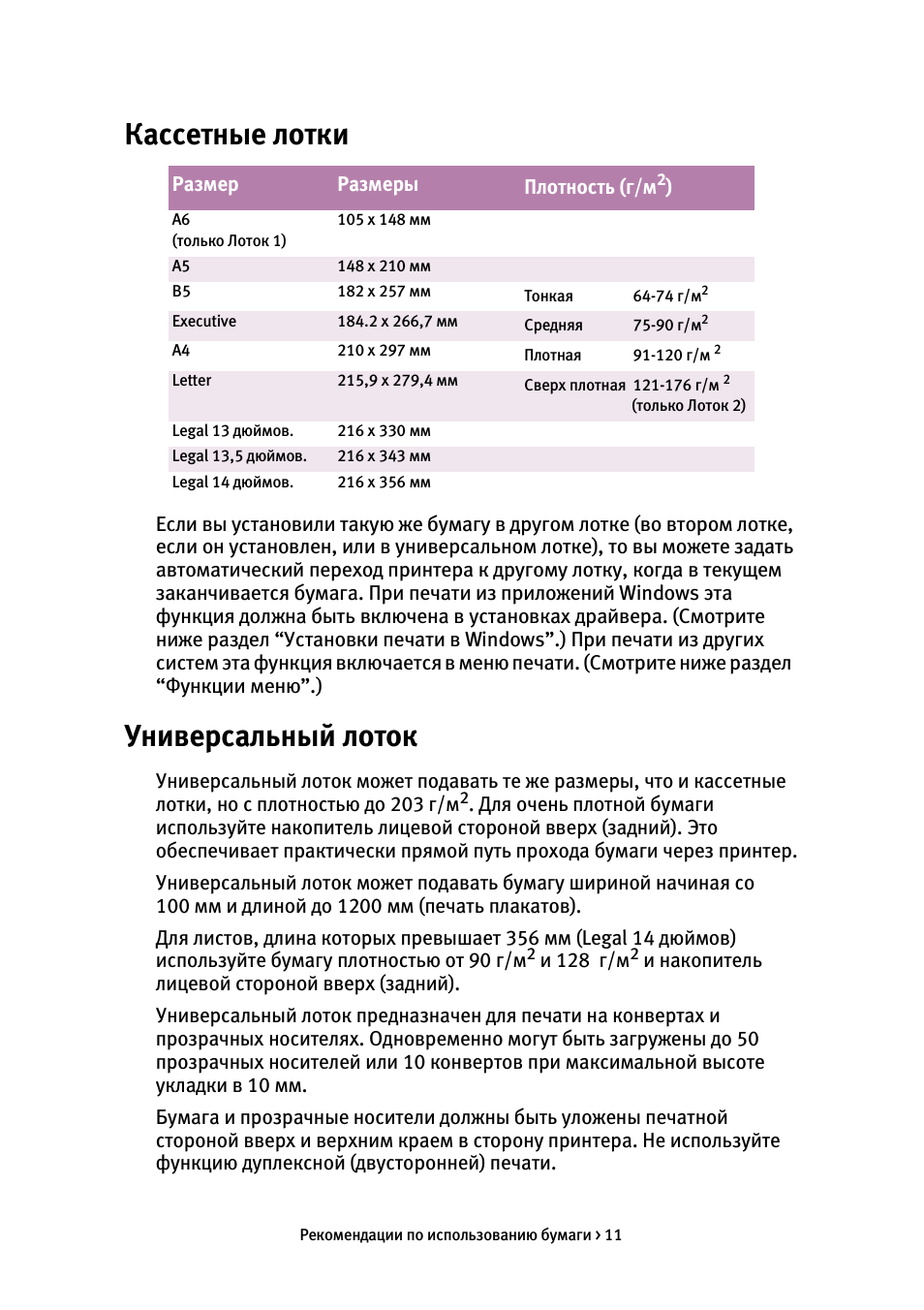Кассетные лотки, Универсальный лоток, Кассетные лотки универсальный лоток