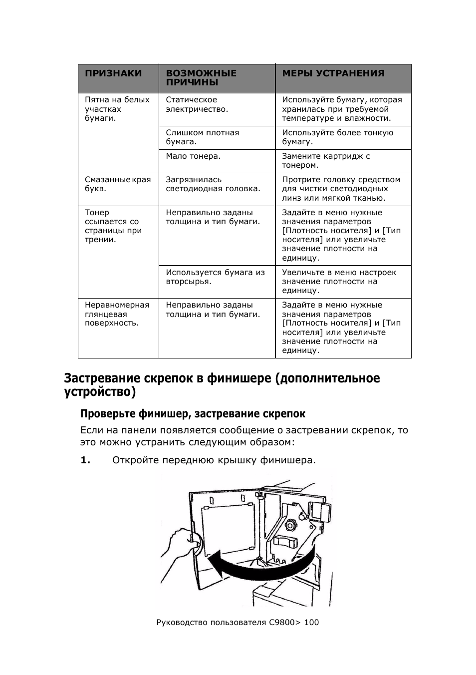 Проверьте финишер, застревание скрепок, Застревание скрепок в финишере, Дополнительное устройство)