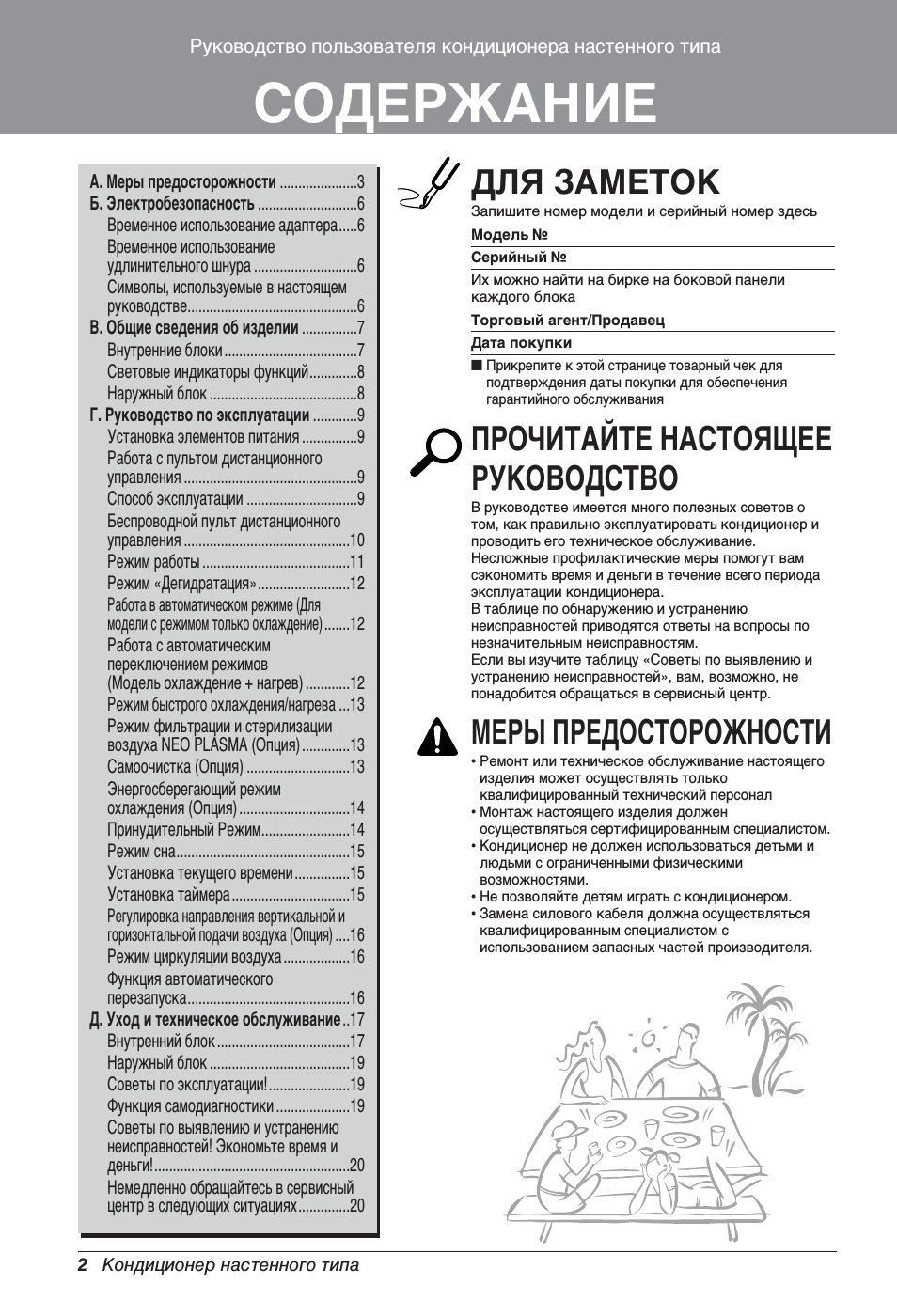 Руководство пользователя кондиционера настенного типа СОДЕРЖ...