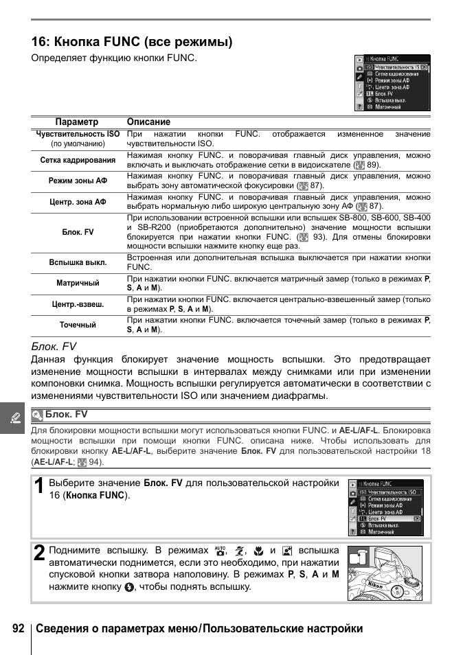 Кнопка func (все режимы)