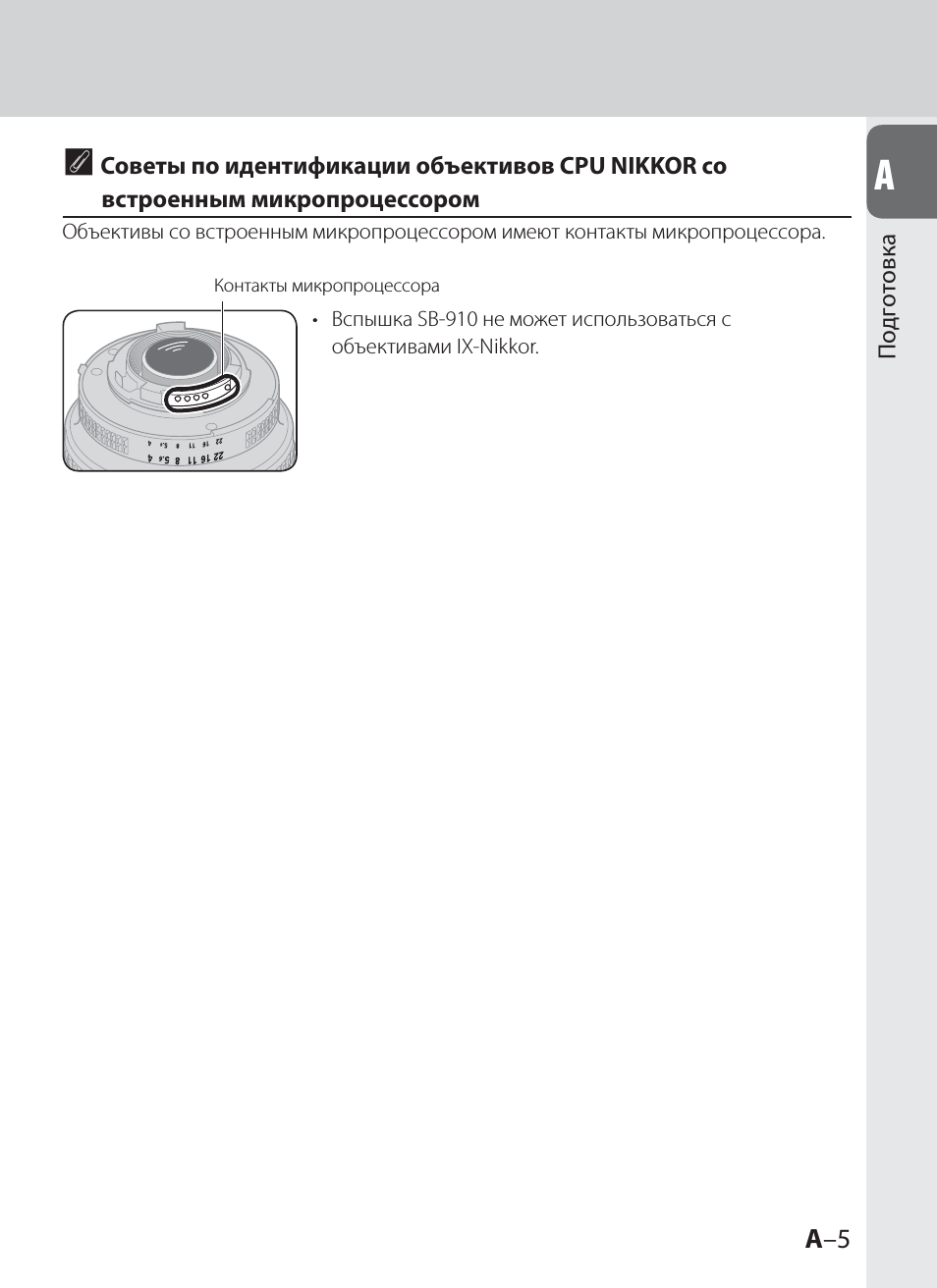 t Советы по идентификации объективов CPU NIKKOR со встроенн...
