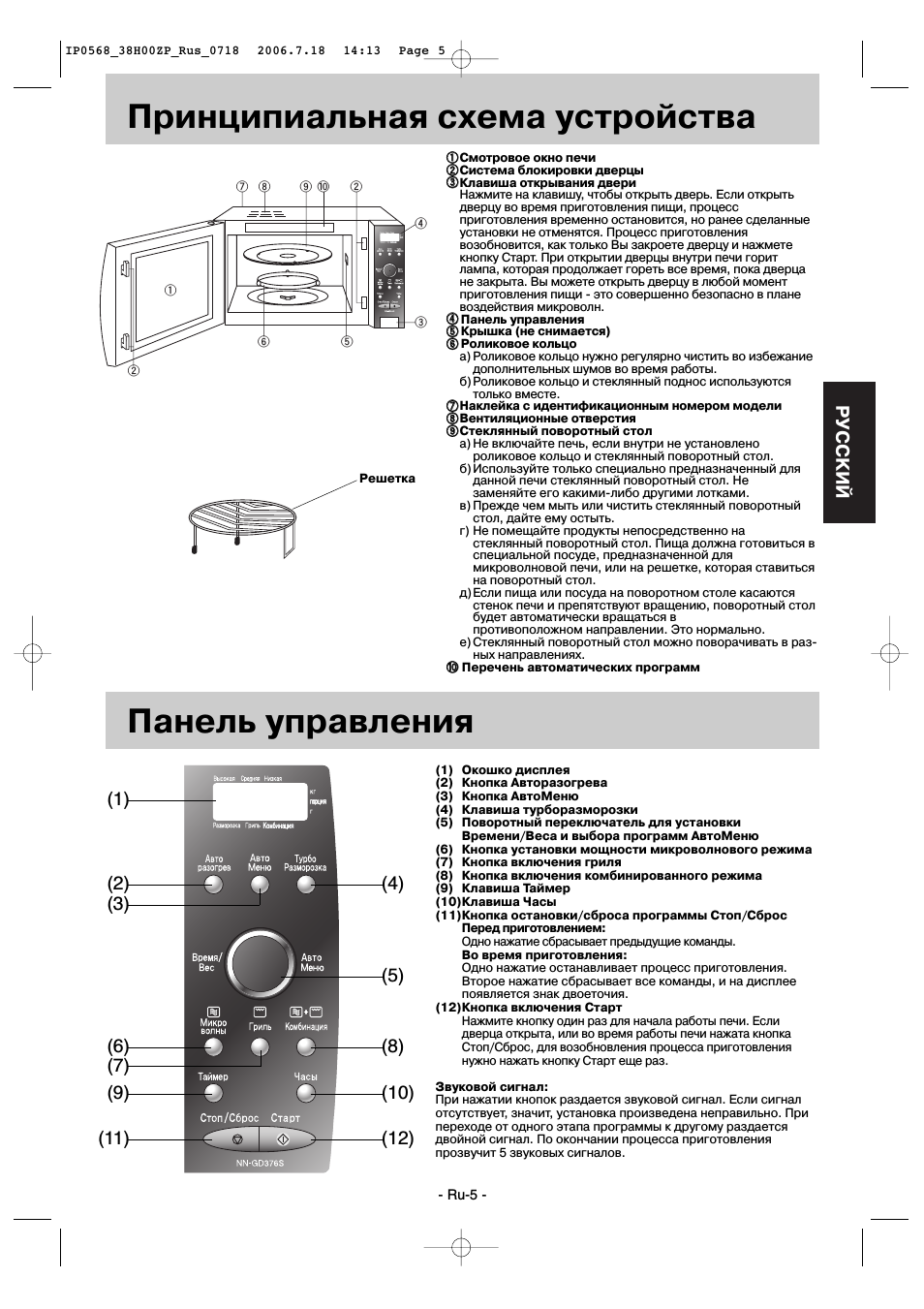 Принципиальная схема устройства панель управления, Pуcckий