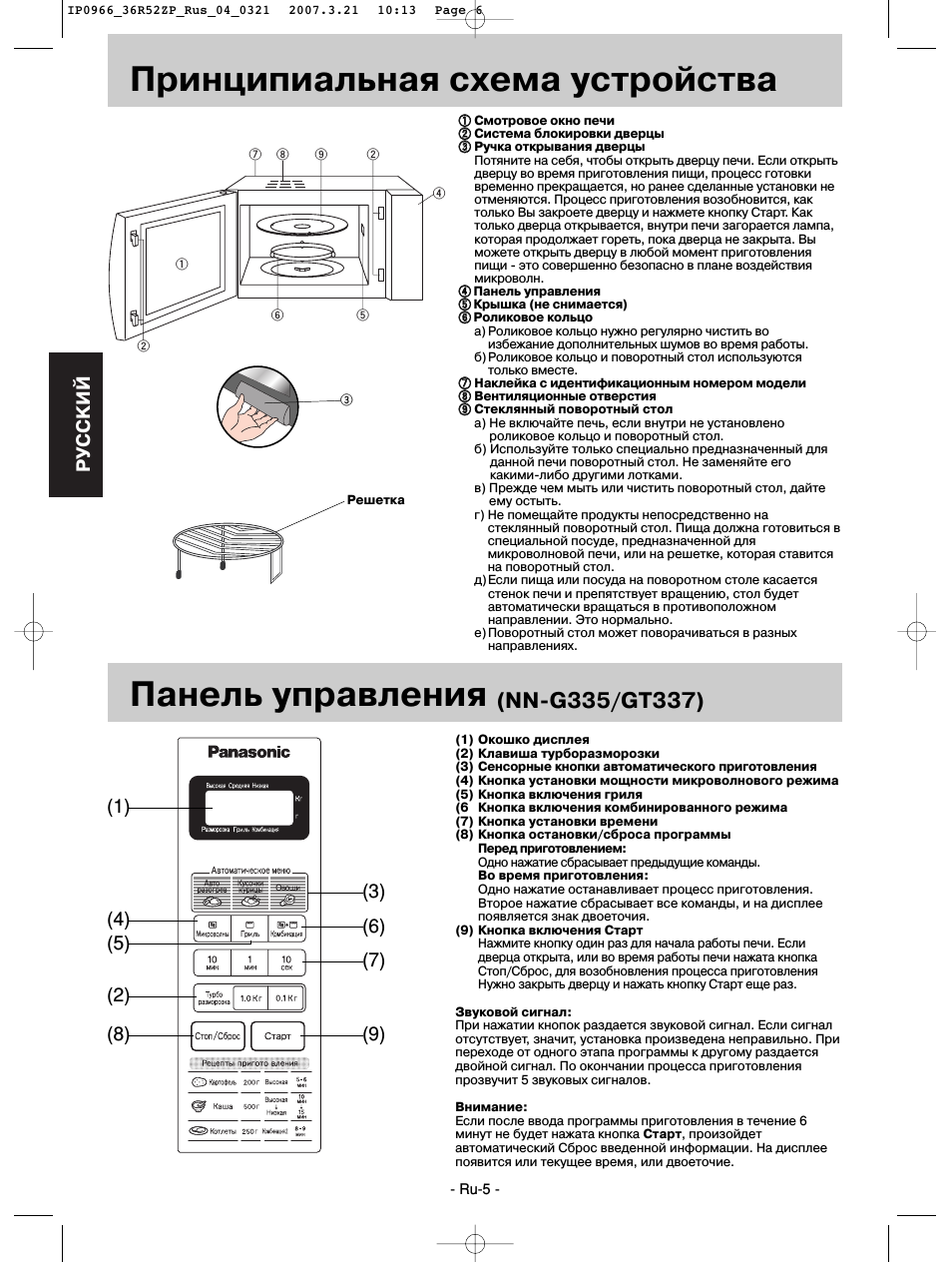 Принципиальная схема устройства панель управления, Pуcckий