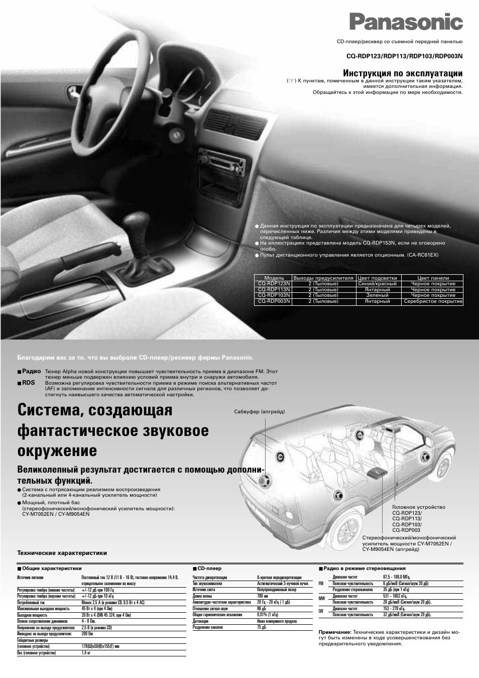 Инструкции n 153 и. Panasonic CQ-rdp003n как подключить свою музыку.