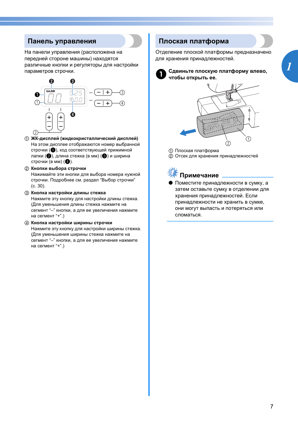 Панель управления, Плоская платформа, Примечание