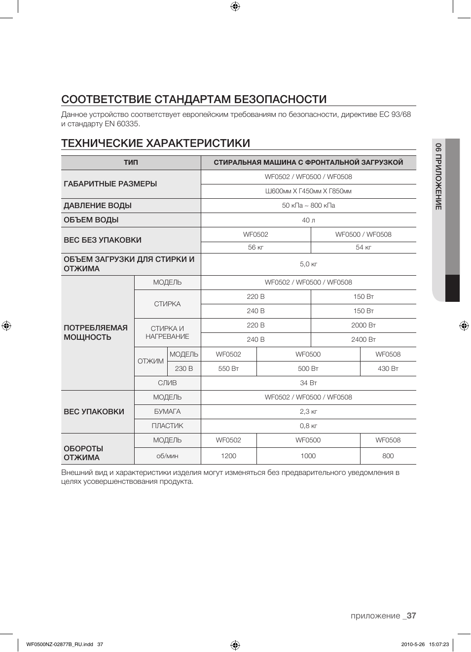 Соответствие стандартам безопасности, Технические характеристики