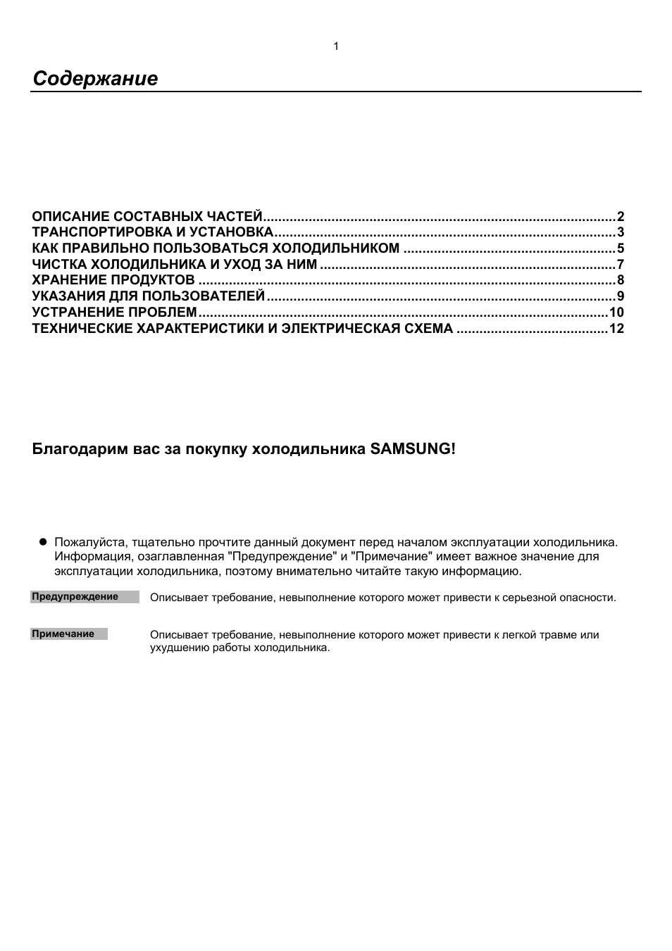 Содержание ОПИСАНИЕ СОСТАВНЫХ ЧАСТЕЙ...
