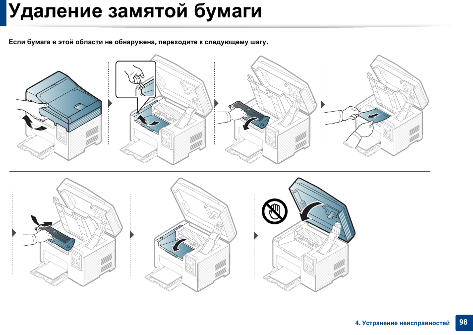 Удаление замятой бумаги