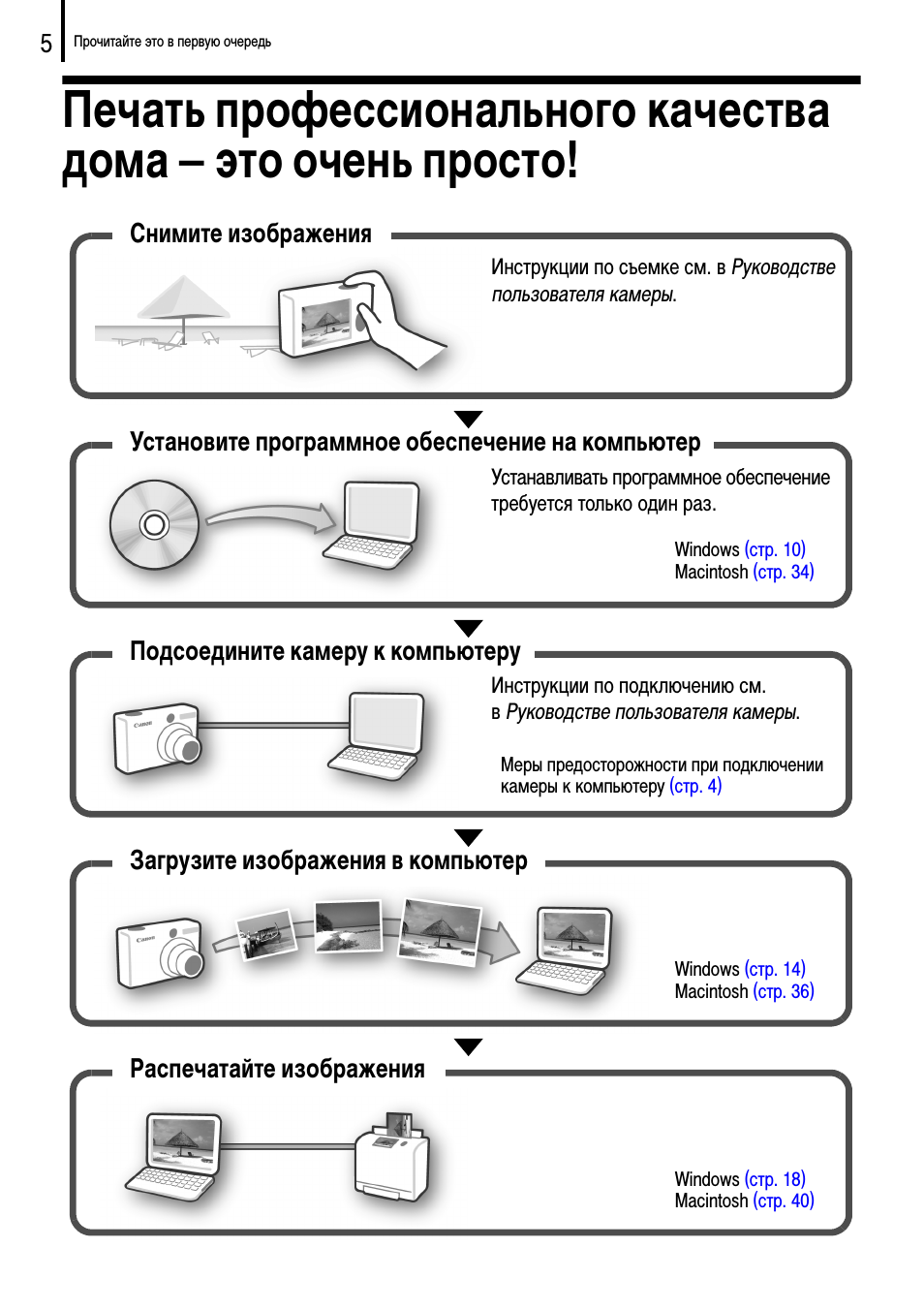 Загрузите изображения в компьютер, Распечатайте изображения