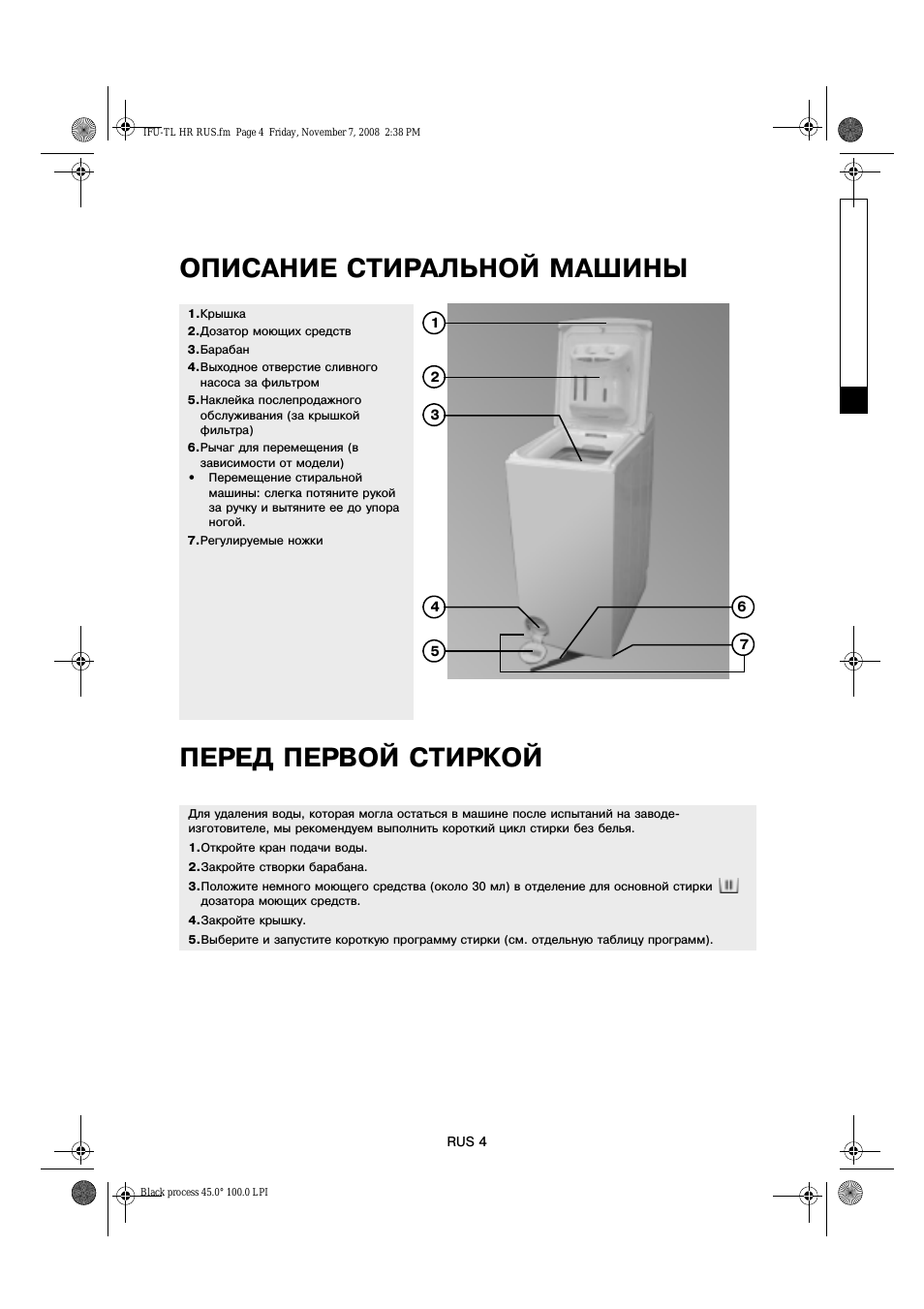 Описание стиральной машины перед первой стиркой