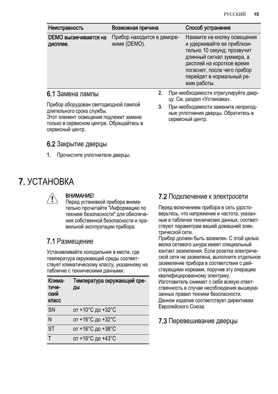 Установка, 1 замена лампы, 2 закрытие дверцы