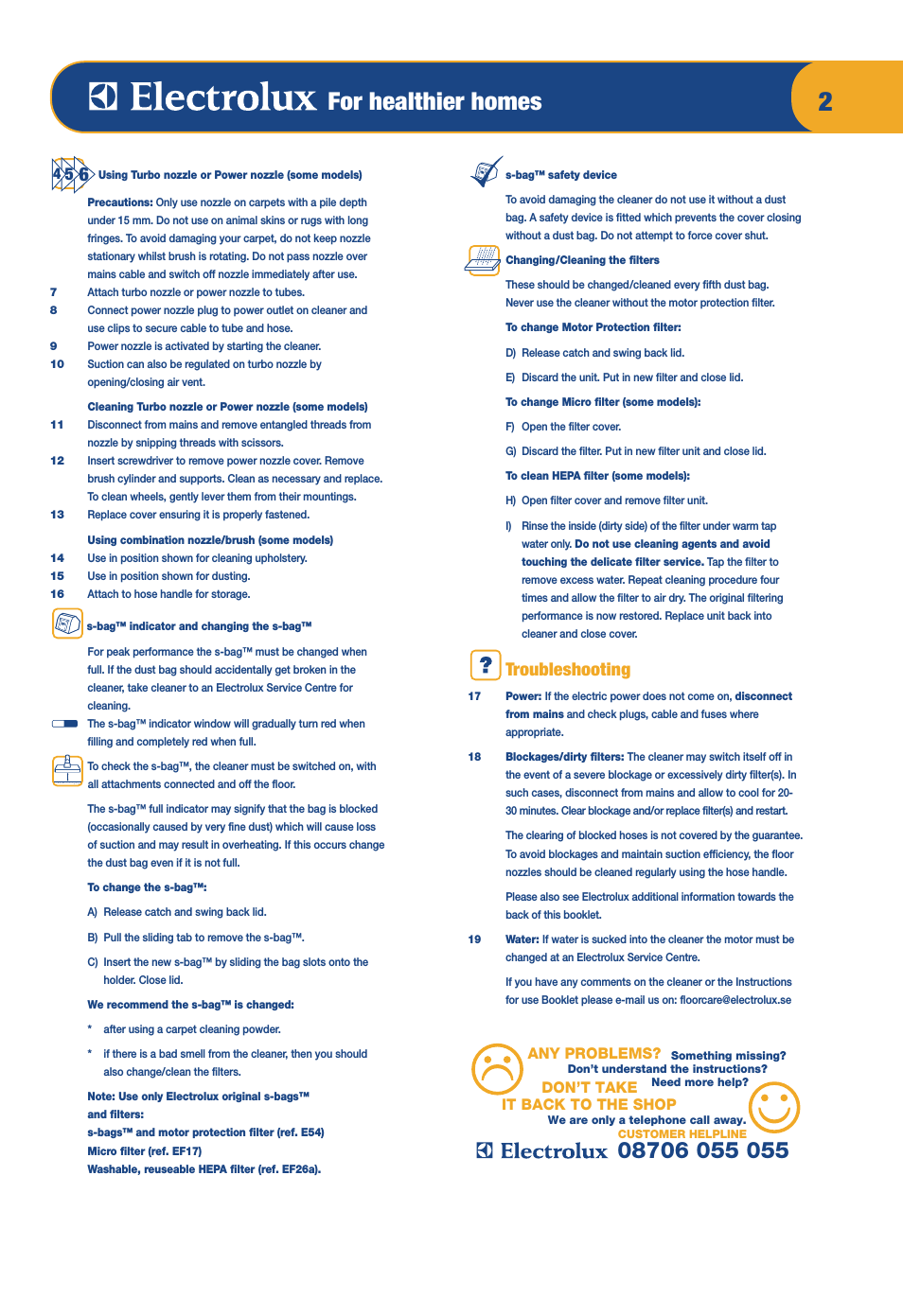 For healthier homes, Troubleshooting