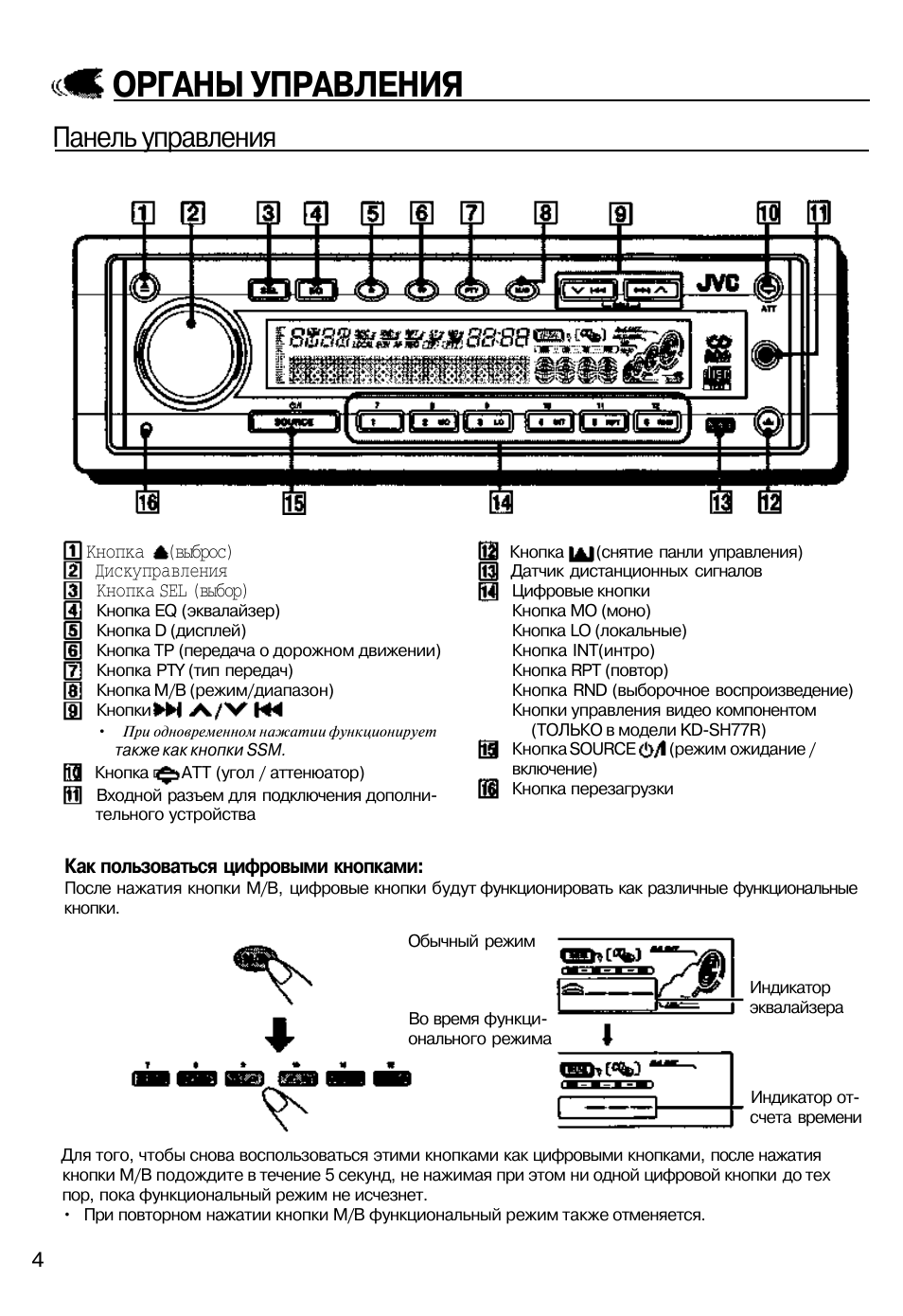 Где находится кнопка снятия панели автомагнитолы аура JVC KD-SH77R: Instruction manual and user guide in Russian